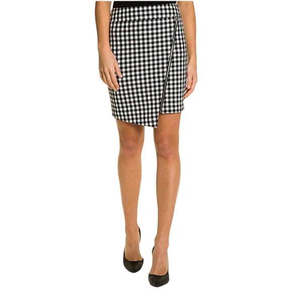 Le Chateau Asymmetrical Check Pencil Skirt Size 2 - Picture 1 of 7